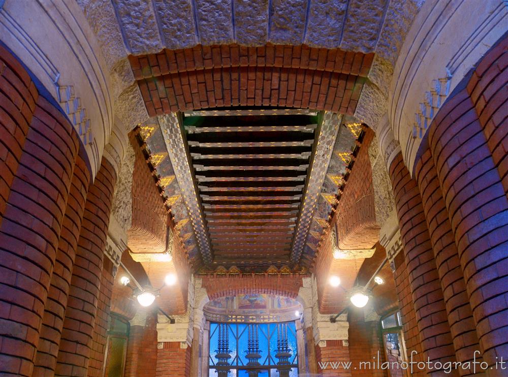 Milan (Italy) - Ceiling of the entrance hall the Berri Meregalli Palace in the Quadrilateral of Silence